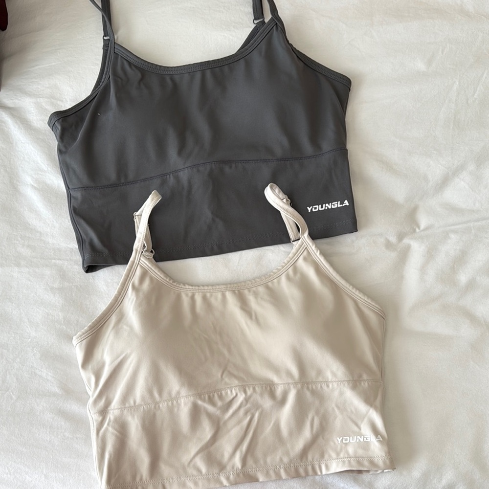 YoungLA Gray and Beige Sports Bras